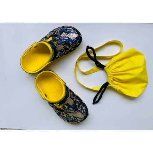 Bling Custom Clogs + Shoulder Bag-Yellow