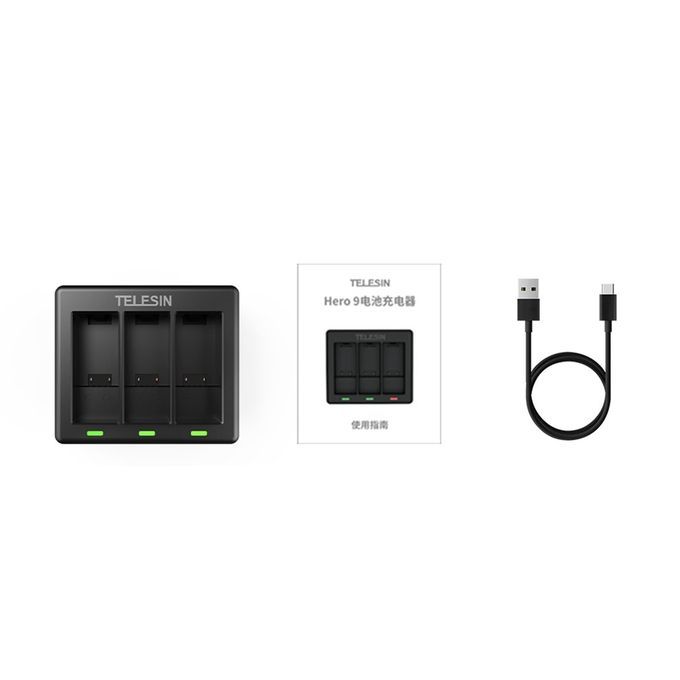 For Gopro 9 Three Ways Battery  Harger  Harging Box Sports  Amera A  Essories-black
