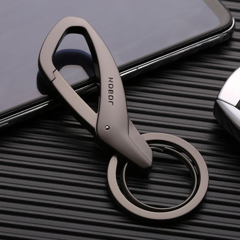 JOBON ZB-197 Car Waist Hanging Keychain Double Ring Metal Keychain(Black)
