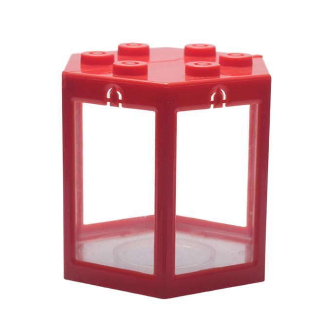 Mini Aquarium Stackable Fish Tank   LED Lamp Light Betta Square Red