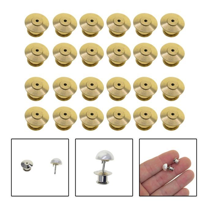 24x Safety Metal Pin Backs Locking Pin Keepers Clasp Golden