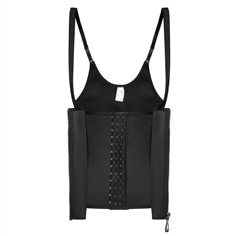 Fashion TB Neoprene Waist Trainer Vest Sweat Corset Zipper Hook Body Shaper Tummy Control Black