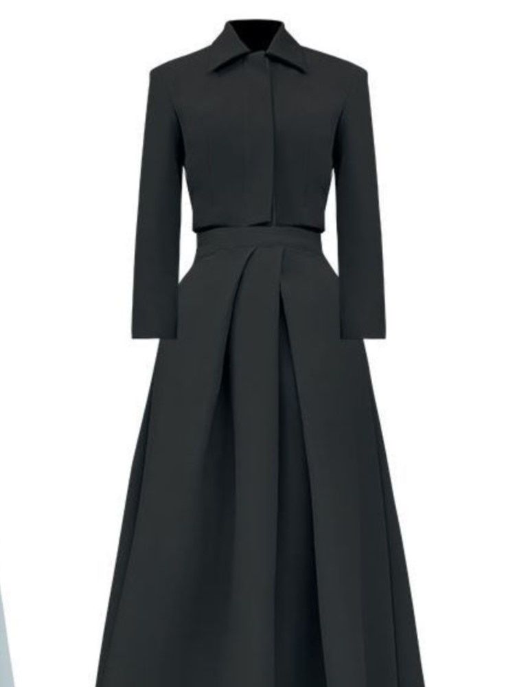 Office Ladies 2 Pieces Set Women Slim Short B Korean Fashion-black Sets