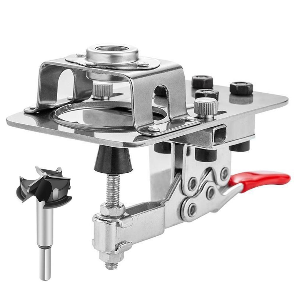 Woodworking Hole Drilling Guide Locator 35mm Multifunctional Hinge Holes Punching Locator Hinge Punching Jig Cupboard Hinges Auxiliary Board Woodworking Tool for Door Cabinet