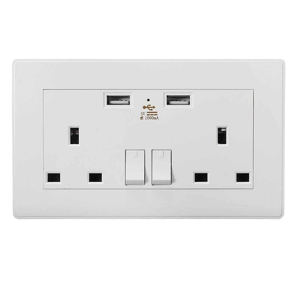 UK Double USB Wall Socket With Standard Extension Plug Multifunctional Usage For Smartphone 1000ma 1000ma