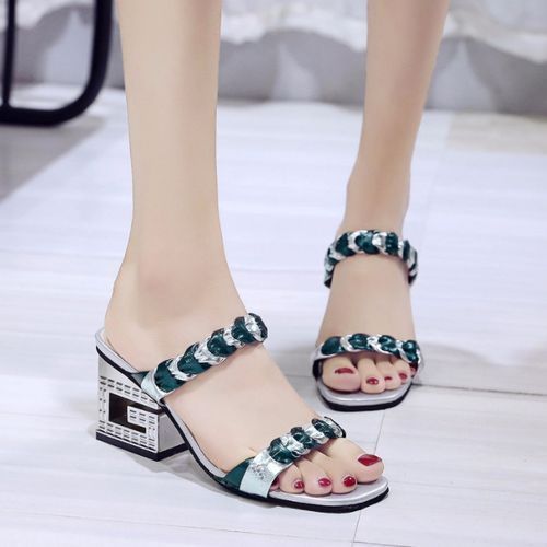 Women's New Chunky Heel Fashion Outer Sandals-silver