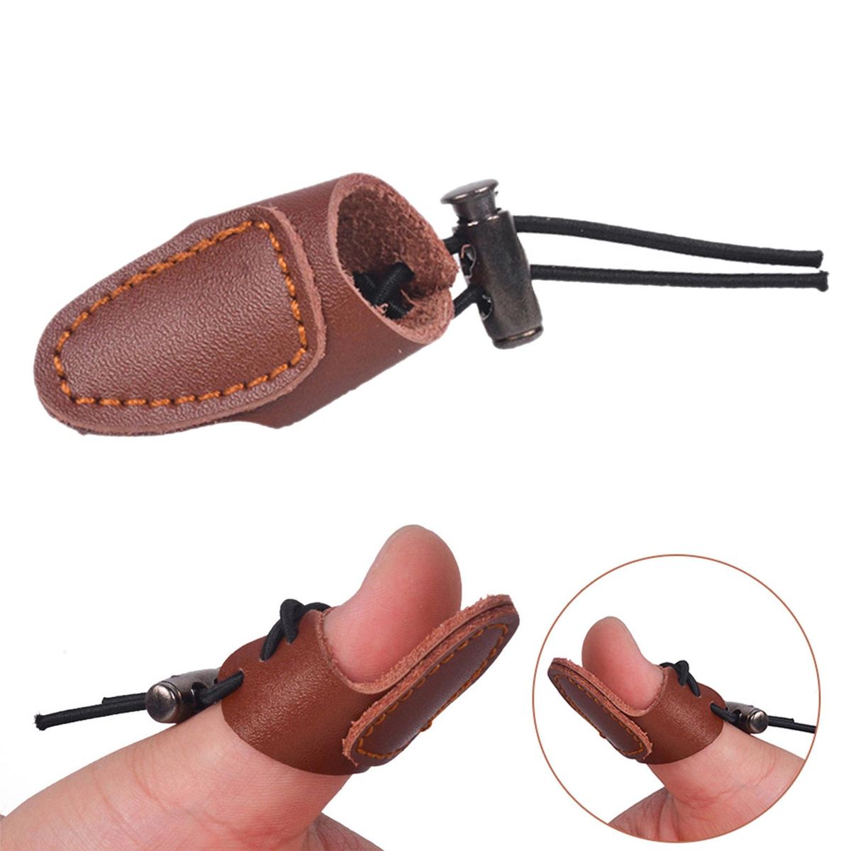 Thumb Finger Recurve Bow Leather Adjustable Pull