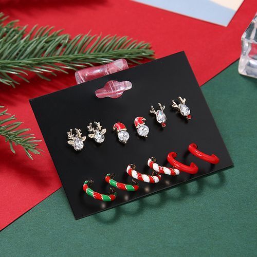 Christmas Earrings Reindeer Snowman Festive Earrings Set