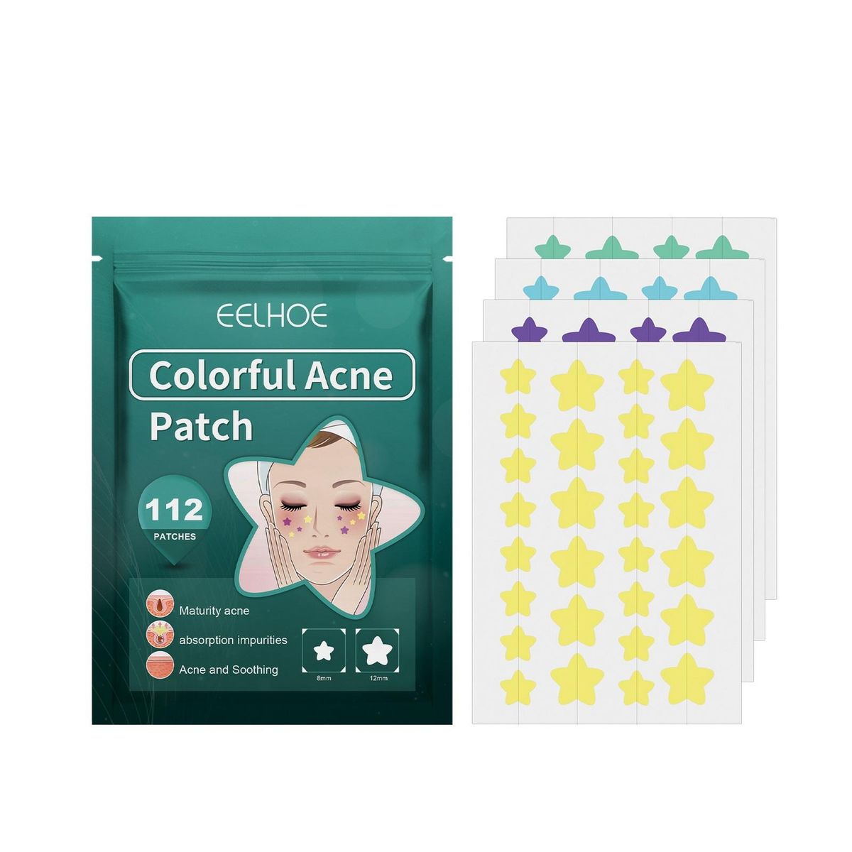 Acne Patches Star Relief Acne Stickers 112 Pcs Fast Repair for Marks