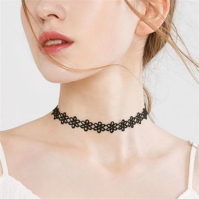 Women Simple Choker Necklace Black