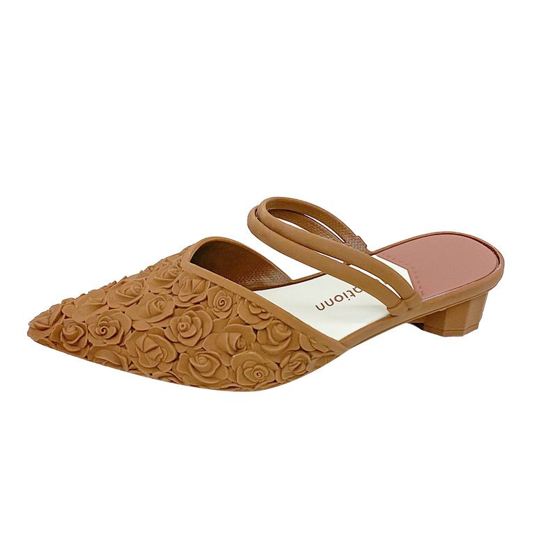 Sandal Single Shoe Pointed Thick Heel Waterproof Casual Plastic Non-slip