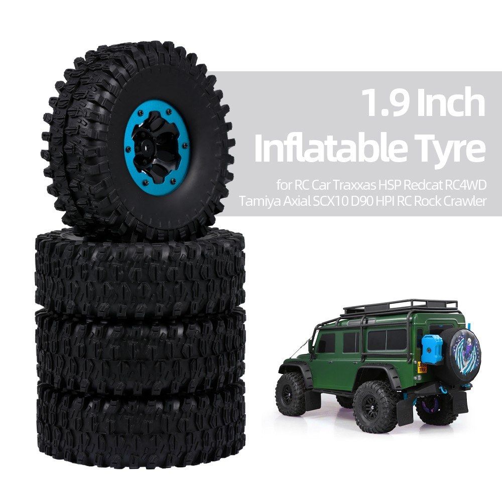 4pcs 120mm 1.9 Inch Rim Rubber Inflatable Tyre Tire Wheel