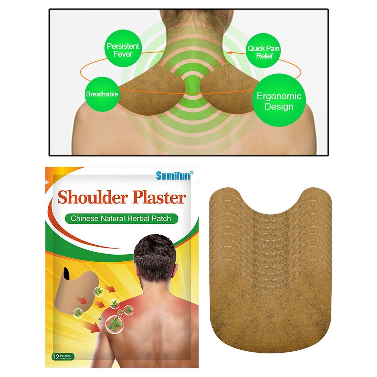 12 Sheets Wormwood Shoulder Patch Chinese Pain Plaster Sticker Self