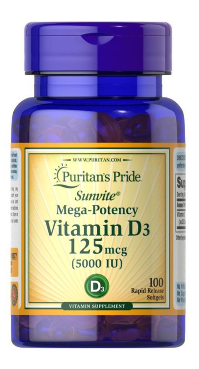 Vitamin D3 125mcg (5000IU) 100 Softgels