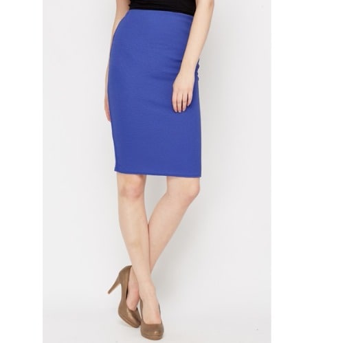 Patterned Pencil Skirt - Blue