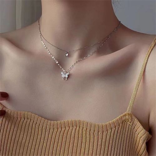 Double Layer Butterfly Necklace