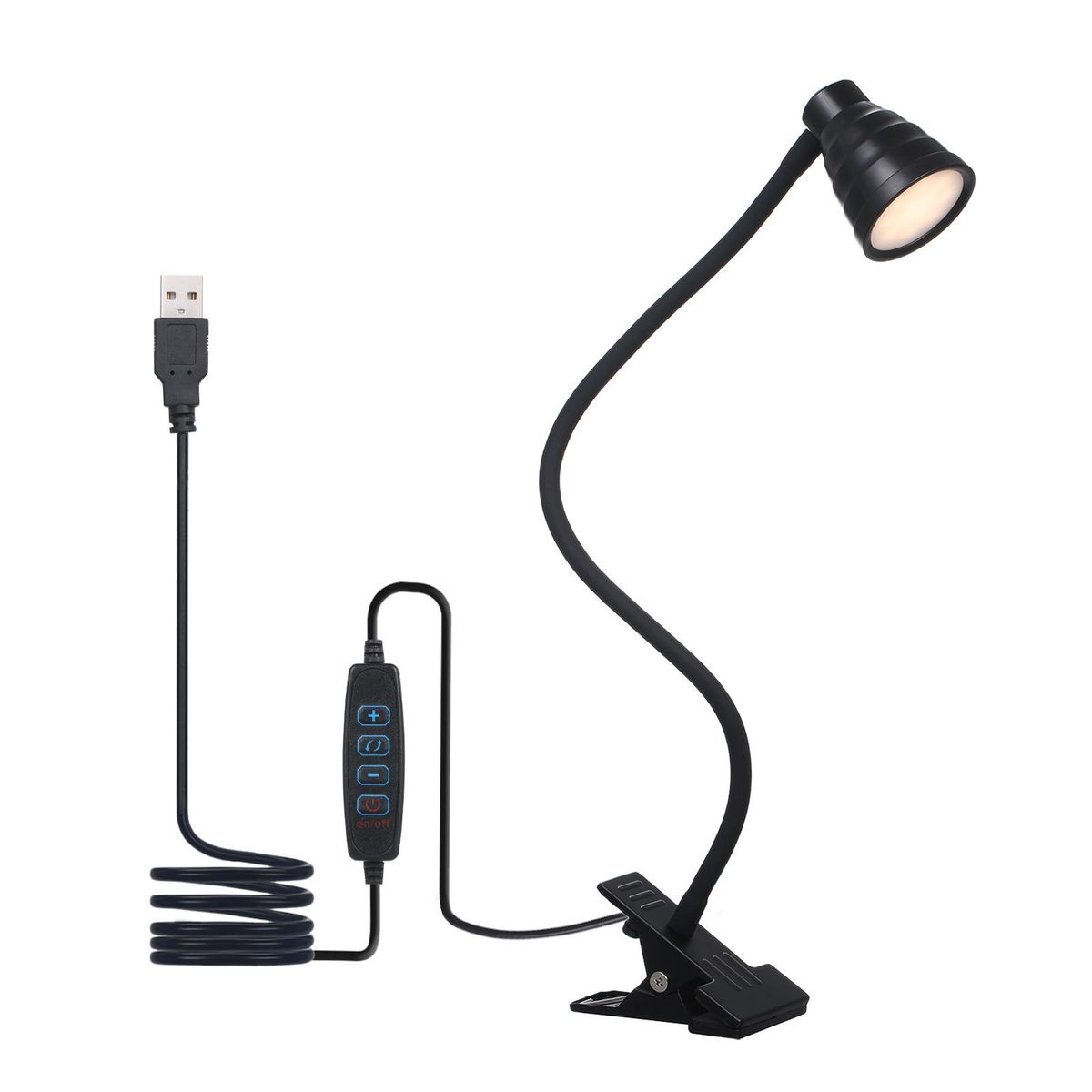 Tomshine 5W 24LEDs Table Desk Lamp Reading Beside Light Clamp CLip Lighting Fixture USB Powered Operated 3 Colors Mode Temperature Changing/ 10 Levels Dimmer Dimmable Adjustable Brightness Adjustment/ Memory Function/ 1 Min A