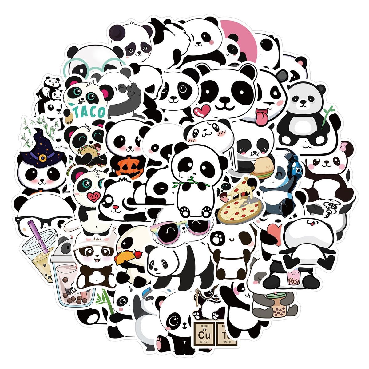 50Pcs/Set Cartoon Panda Stickers Sticky Note DIY Vinyl Art