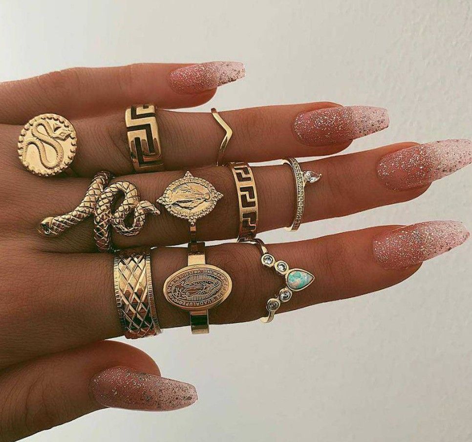 10-piece Knuckle Ring Set For Ladies Fashionable Personality Exaggerated - Gold