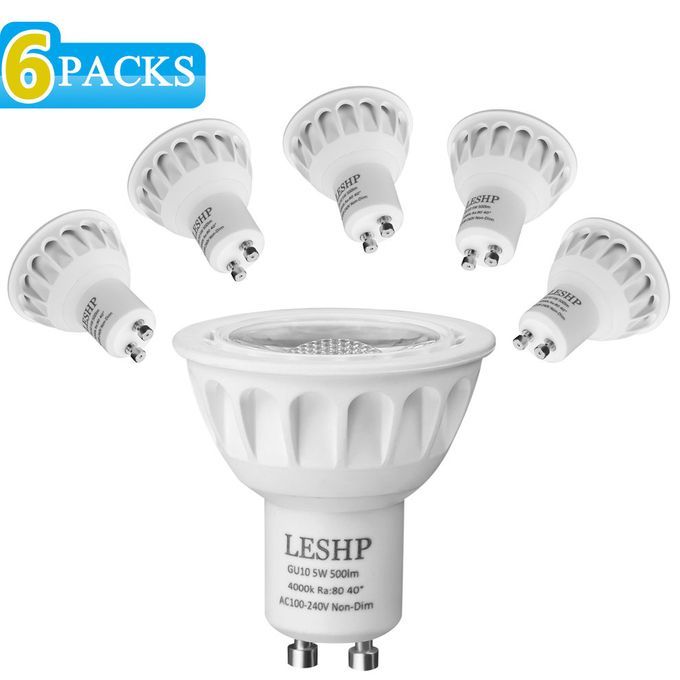 LESHP GU10 AC100-240V 5W LED Spotlight 4000K 500LM Non-Dimmable 40° Beam Angle White