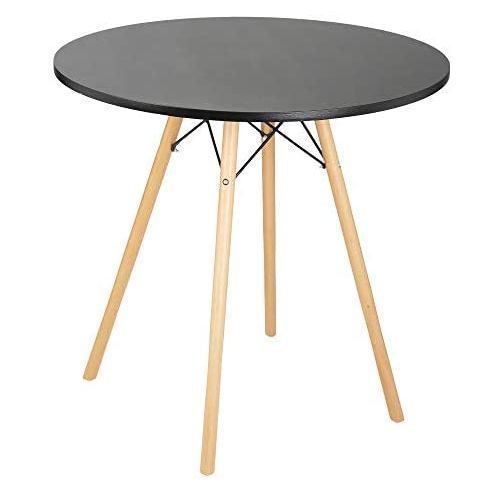 Outdoor/Indoor  Round Table With Beechwood Leg- Black