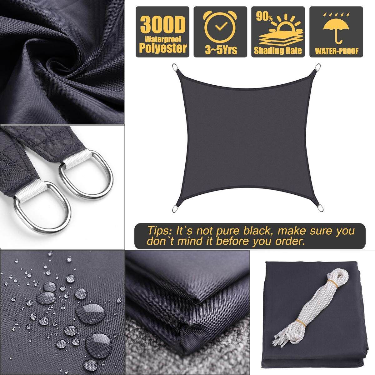 2.5x2.5 Meter Sun Shade Sail Sun Canopy Outdoor Garden Plant Cover Awning Decoration Frost Ice Sun Shield Snow Protection （Square 13 ） Square 3 X 3 Black 300D