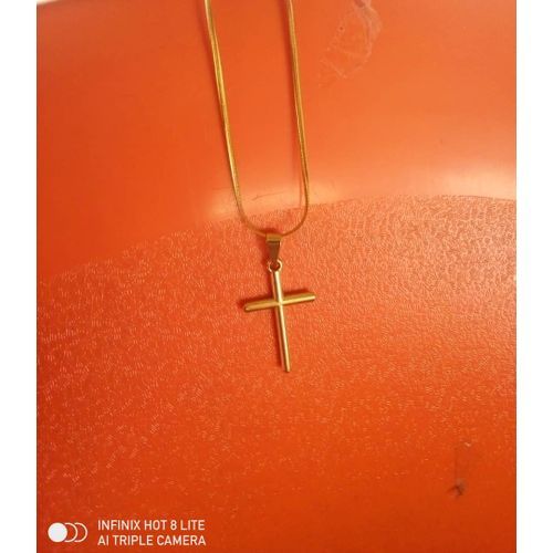 Cross Gold Pendant On Cuban Gold Chain Jewelry