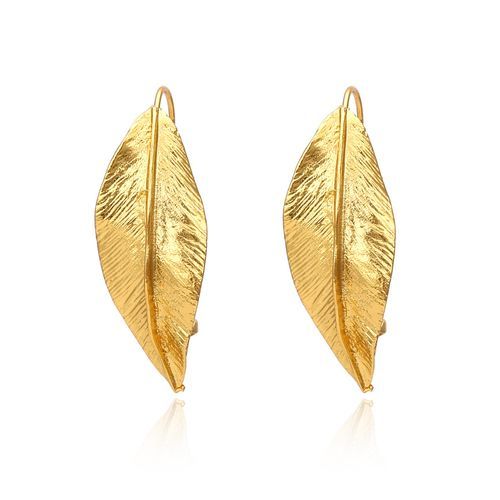 Golden Leaf Earrings For Woman Party Casual Retro Exaerated Female Earrings