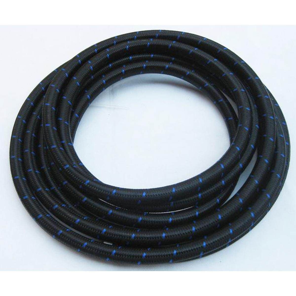 AN6 Nylon And Stainless Steel Braided Fuel Oil Gas Line Hose 3m Black