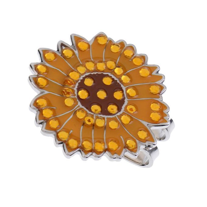 Alloy Sunflower Golf Hat Clip With Magnetic Ball Marker Sun Flower