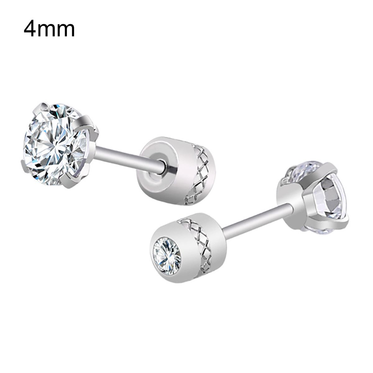 Earrings Fashionable Unisex Rhinestone Round Cubic Zirconia Titanium Steel Studs For Gift