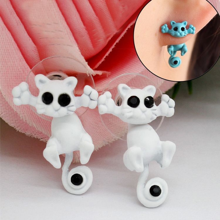 1 Pair Kitten Animal Jewelry Cute Cat Stud Earrings