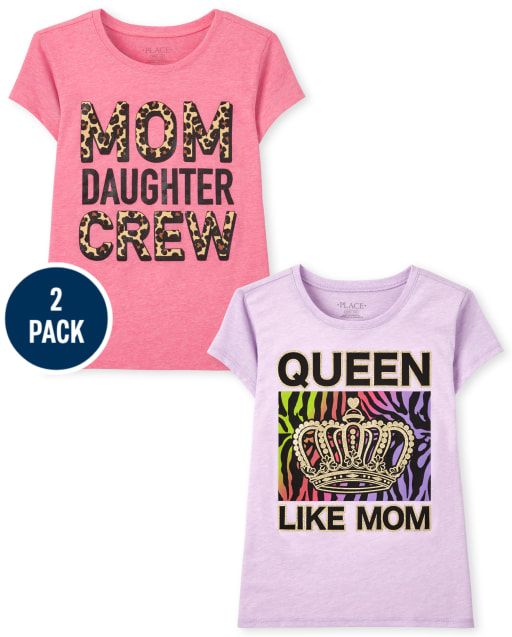 Girls Mom Graphic Tee 2-Pack
