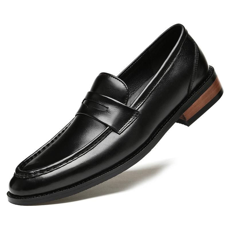 Black BEARCLUB Luxury Men's Business Shoes Genuine Leather Dress