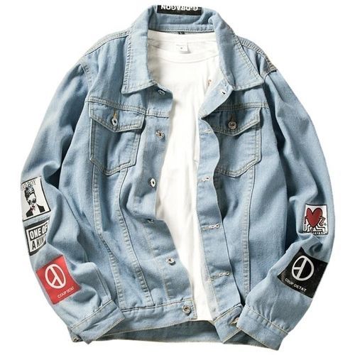 Men Denim Jackets Coat Light Blue Jeans Coats