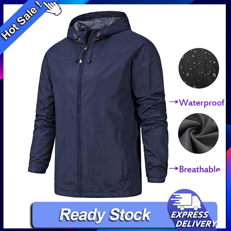 Men's Hooded Lightweight Windbreaker Jacket Softshell