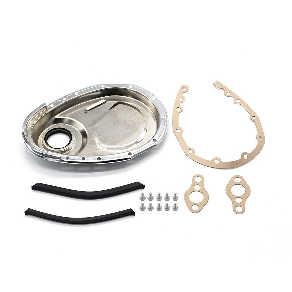 Chrome Timing Chain Cover Kit Fit For SB Chevy 327 350 383