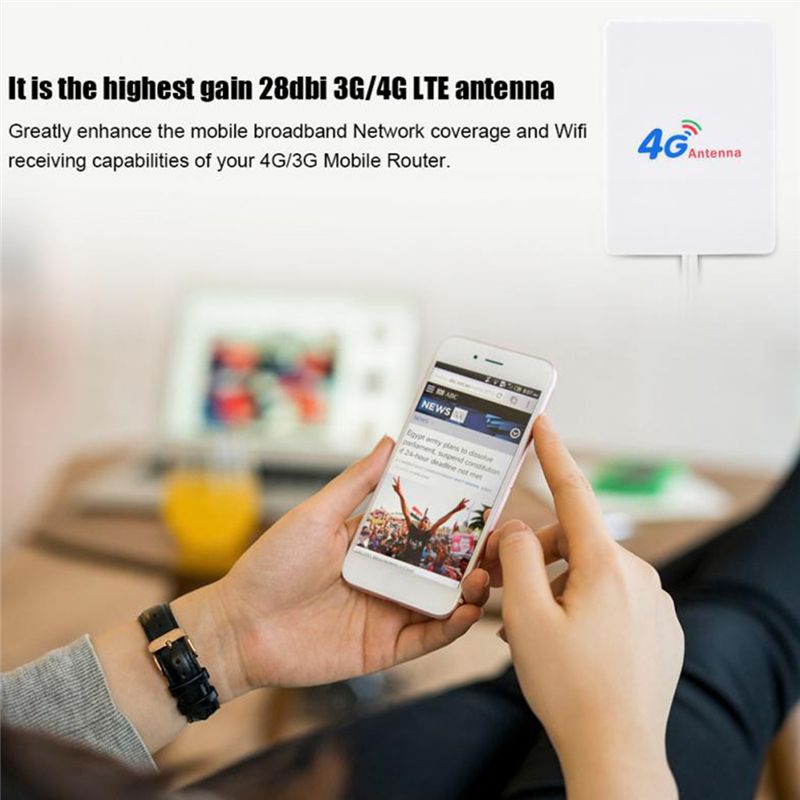 4G LTE Antenna 3G 4G Panel Antenna with SMA TS9 CRC9 Connector 2M Cable for E8372 E3372 B315 Router USB Modem TS9