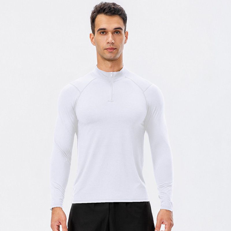 Men's Sport Tops,Autumn Winter Long Sleeve Running Gym Yoga T-Shirt（White）