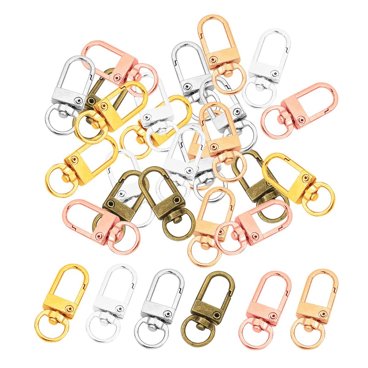 Clasp Hooks Clips Small Size Colorful For Crafts Rectangle 30pcs