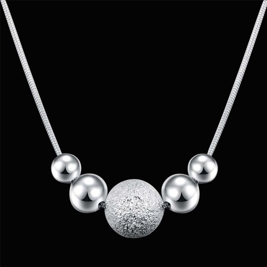 Charms wedding party silver color cute lady bead women necklace jewelry silver jewelry fashion cute beads chain necklace LN019
