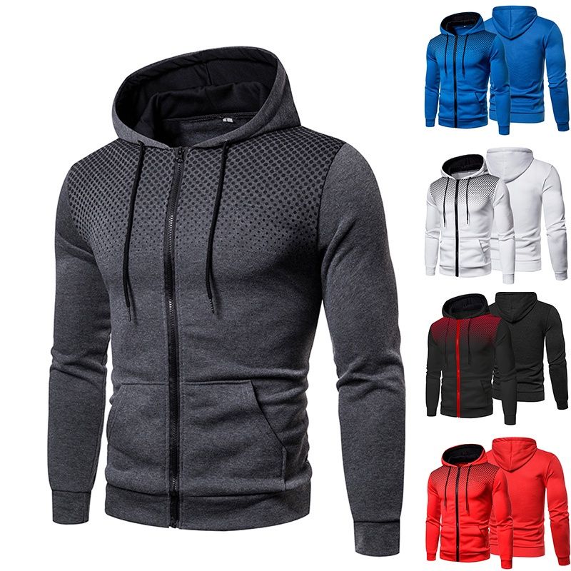 Mens Slim Fit Lightweight Zip-up Hoodie With Pocket（Grey）