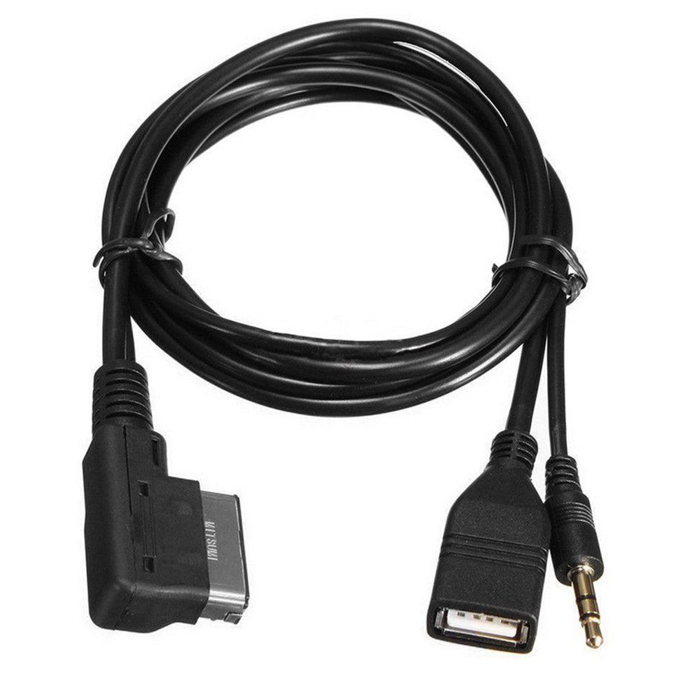Car AMI AUX USB Cable For IPhne 6s 5 Fit For Mercedes Benz-Black
