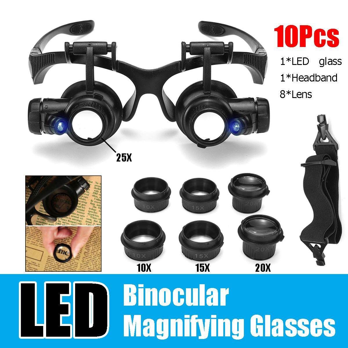 Headband Headset LED Head Lamp Light Jeweler Magnifier Magnifying Glass Loupe