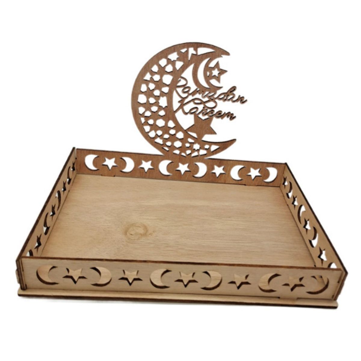 Wooden Eid Mubarak Food Tray Ramadan Decoration C