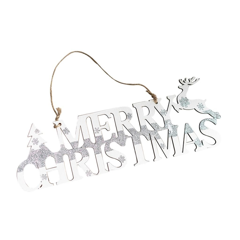 Christmas Letter Card Pendant Wooden White Holiday Gift