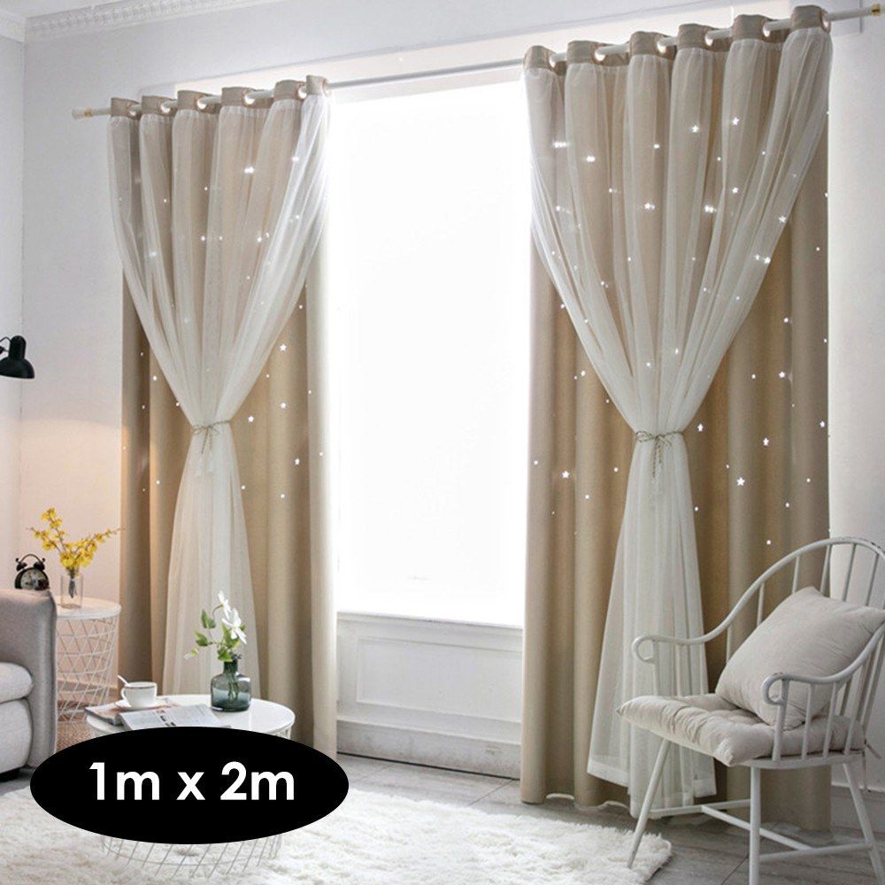 Window Curtain Hollowed Out Stars Shading Curtain Drape