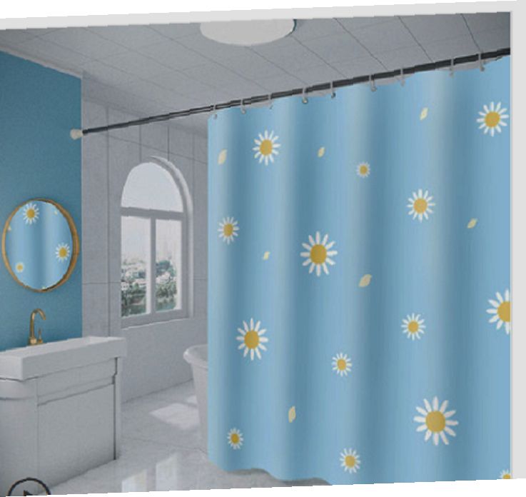 Sunflower Shower Curtain - Aqua And Sunflower Yellow