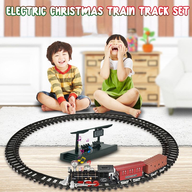 Children's Toy Train Model Electric Christmas Lights Sound Effect Track Toy Car Christmas Car Set