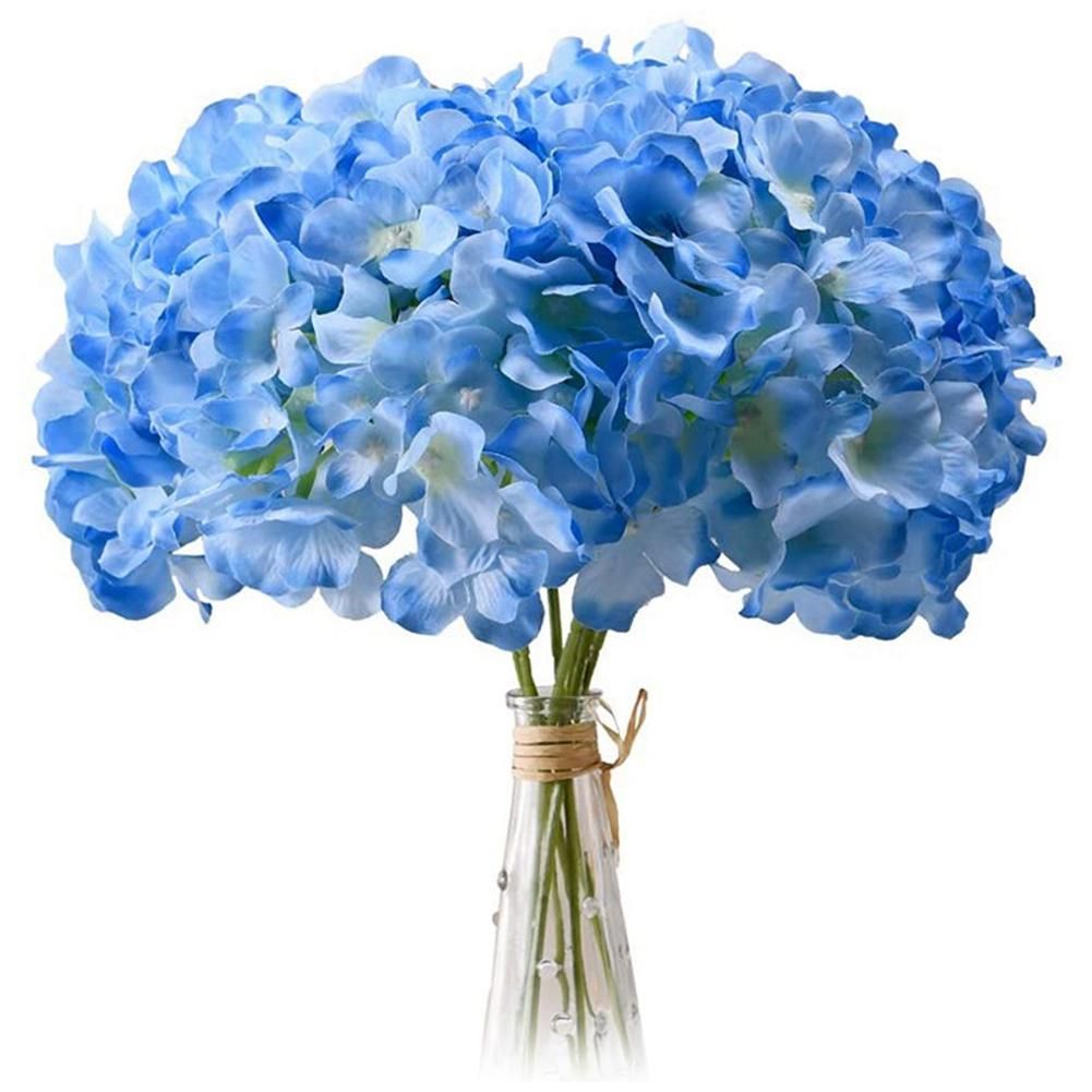 Light Blue Hydrangea Silk Flowers Heads Pack of 20 Full